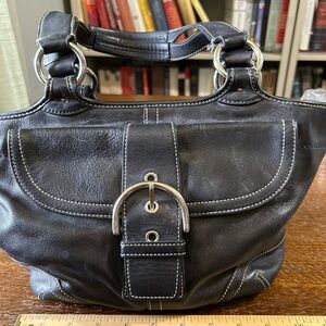 Coach SoHo Black Leather Women's Tote Shoulder Bag #9637